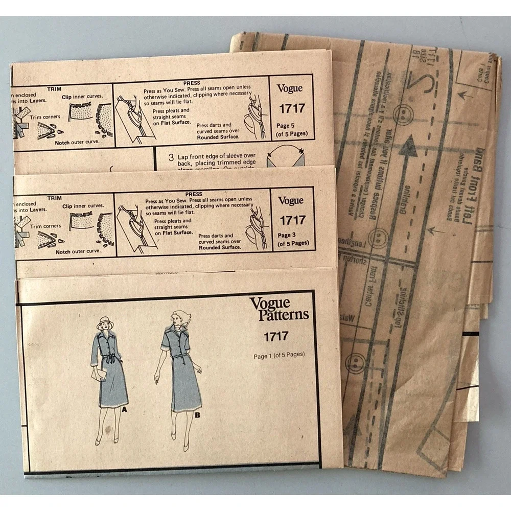 Vogue American Design 1717 Jerry Silverman Pattern Suede Shirtdress Sz 18 Uncut